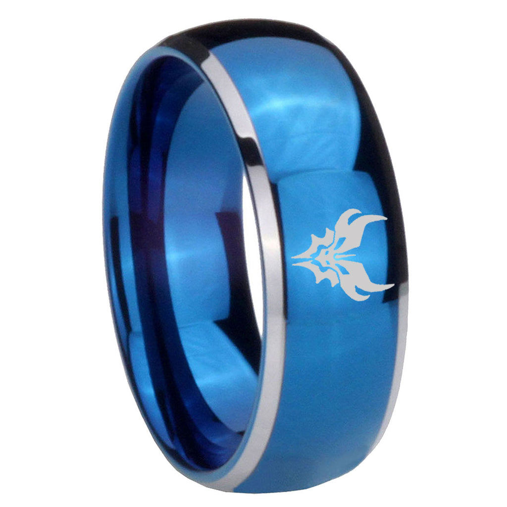 8mm Transformers Shatterback Dome Two Tone Blue Tungsten Ring