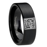 8mm-Pipe-Cut-Matte-Black-Tungsten-Floral-Initial-Letter-G,-Monogram-Wedding-Band