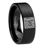 8mm-Pipe-Cut-Matte-Black-Tungsten-Floral-Initial-Letter-L,-Monogram-Wedding-Band