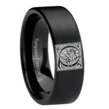 8mm-Pipe-Cut-Matte-Black-Tungsten-Floral-Initial-Letter-Q,-Monogram-Wedding-Band