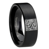 8mm-Pipe-Cut-Matte-Black-Tungsten-Floral-Initial-Letter-S,-Monogram-Wedding-Band
