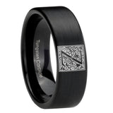 8mm-Pipe-Cut-Matte-Black-Tungsten-Floral-Initial-Letter-Z,-Monogram-Wedding-Band