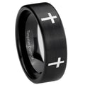 8mm Crosses Pipe Cut Brush Black Tungsten Wedding Ring