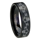 8mm-Irish-Claddagh-Pipe-Cut-Brush-Black-Tungsten-Carbide-Anniversary-Ring