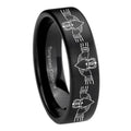 8mm Irish Claddagh Pipe Cut Brush Black Tungsten Ring