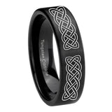 8mm Celtic Knot Pipe Cut Brush Black Tungsten Carbide Custom Mens Ring