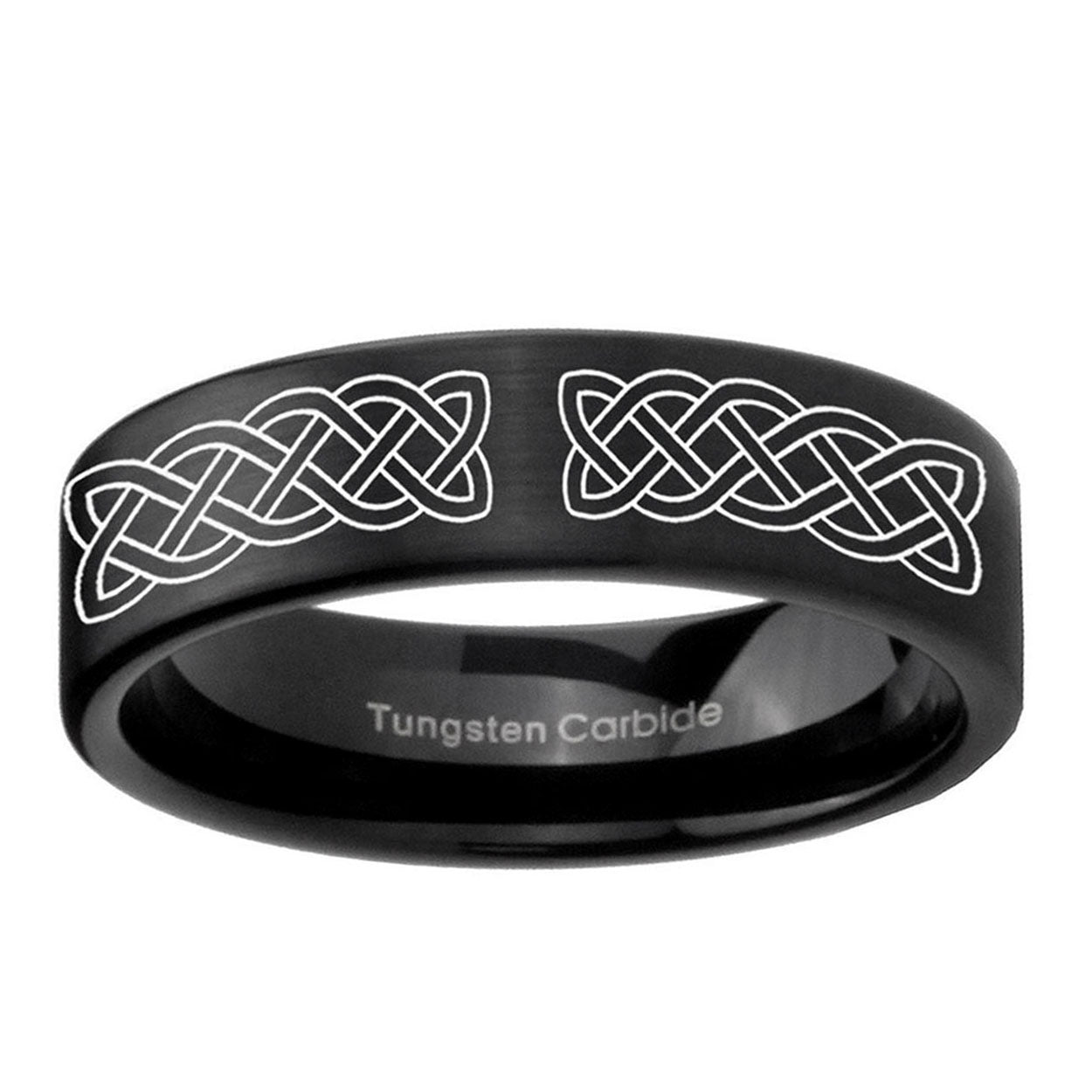 6mm Celtic Knot Pipe Cut Brush Black Tungsten Custom Ring