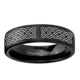 6, 8mm Celtic Knot Pipe Cut Brush Black Tungsten Ring