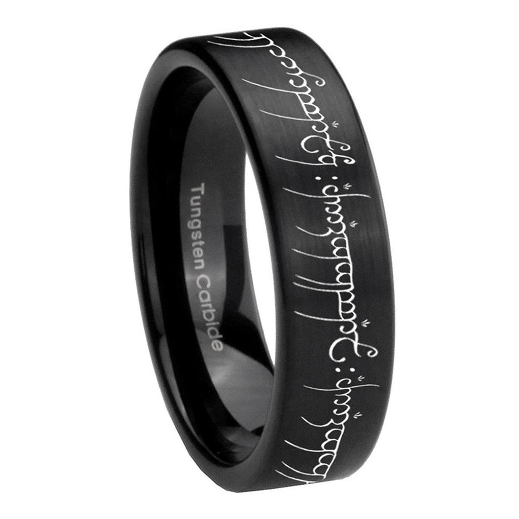 8mm Lord Of The Ring Pipe Cut Black Ring Bands For Him