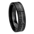 8mm Lord Of The Ring Pipe Cut Black Ring Bands For Him