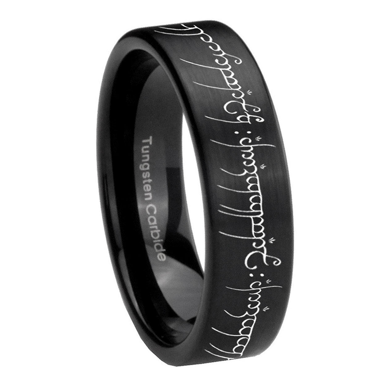 8mm Lord Of The Ring Pipe Cut Black Ring Bands For Him