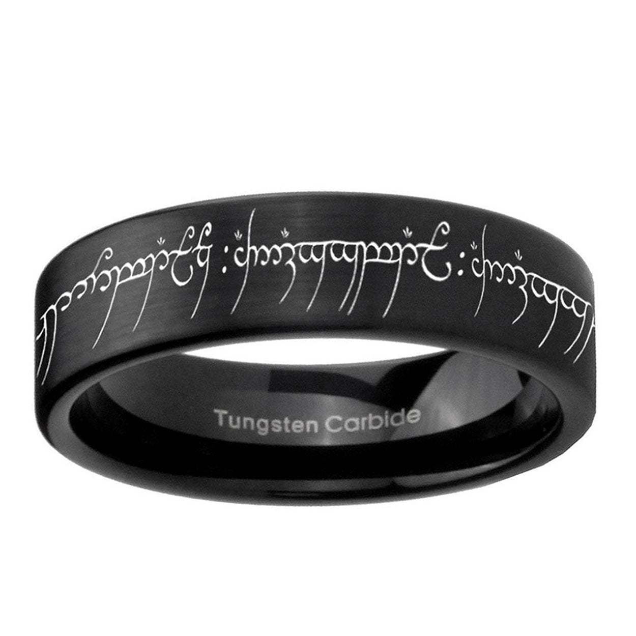 6mm Lord Of The Ring Pipe Cut Black Ring Bands For Him