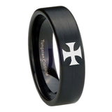 8mm-Maltese-Cross-Pipe-Cut-Brush-Black-Tungsten-Carbide-Engagement-Ring