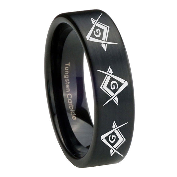 8mm-Master-Mason-Masonic--Pipe-Cut-Brush-Black-Tungsten-Carbide-Engraved-Ring
