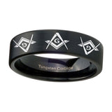 8mm-Master-Mason-Masonic--Pipe-Cut-Brush-Black-Tungsten-Carbide-Engraved-Ring