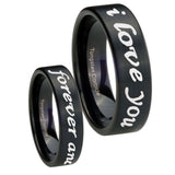 8mm-I-Love-You-Forever-and-ever-Pipe-Cut-Brush-Black-Tungsten-Men's-Band-Ring