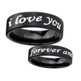 8mm-I-Love-You-Forever-and-ever-Pipe-Cut-Brush-Black-Tungsten-Men's-Band-Ring