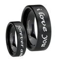 8mm I Love You Forever ever Pipe Cut Black Tungsten Ring
