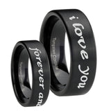 8mm I Love You Forever and ever Pipe Cut Brush Black Tungsten Men's Band Ring