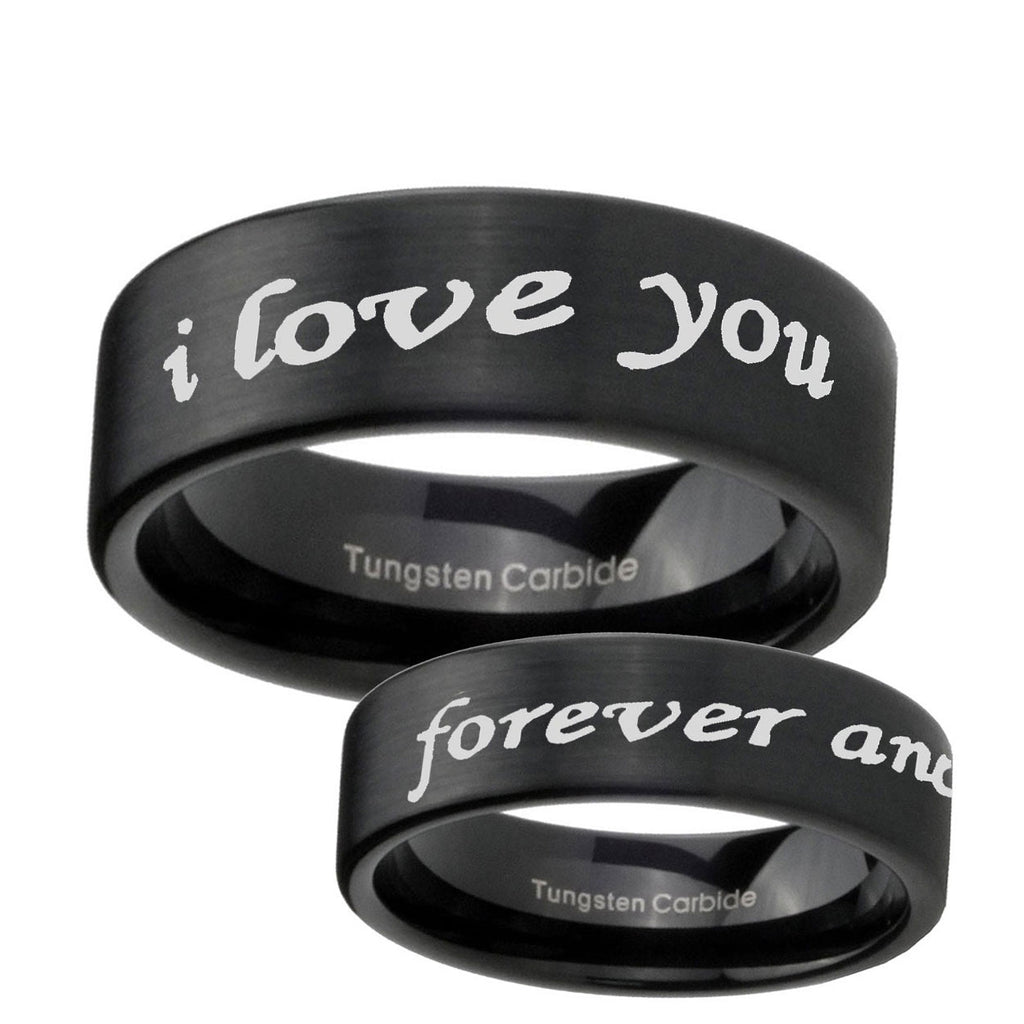 6mm I Love You Forever ever Pipe Cut Black Tungsten Ring