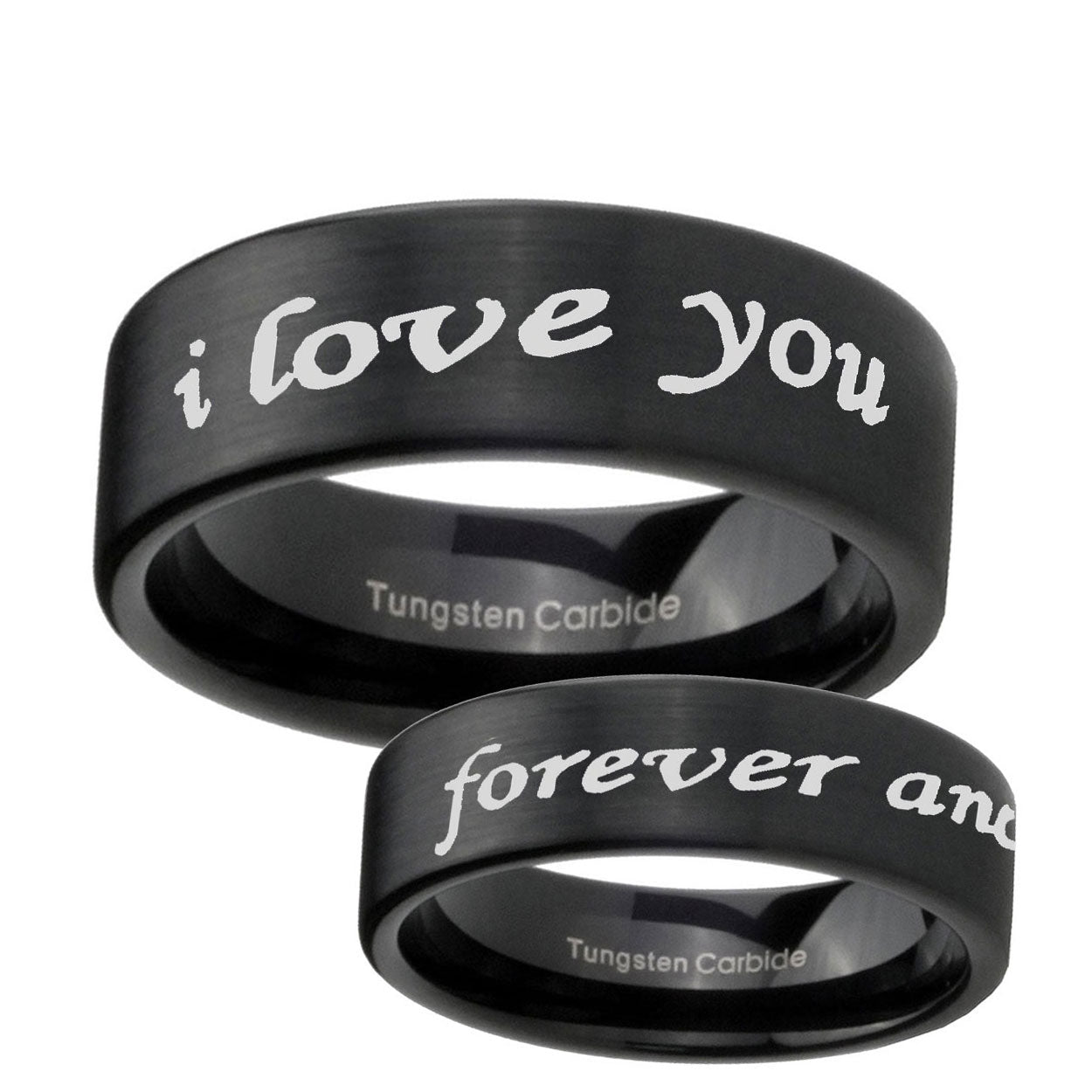 6mm I Love You Forever ever Pipe Cut Black Tungsten Ring
