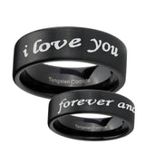 6, 8mm I Love You Forever and ever Pipe Cut Brush Black Tungsten Ring
