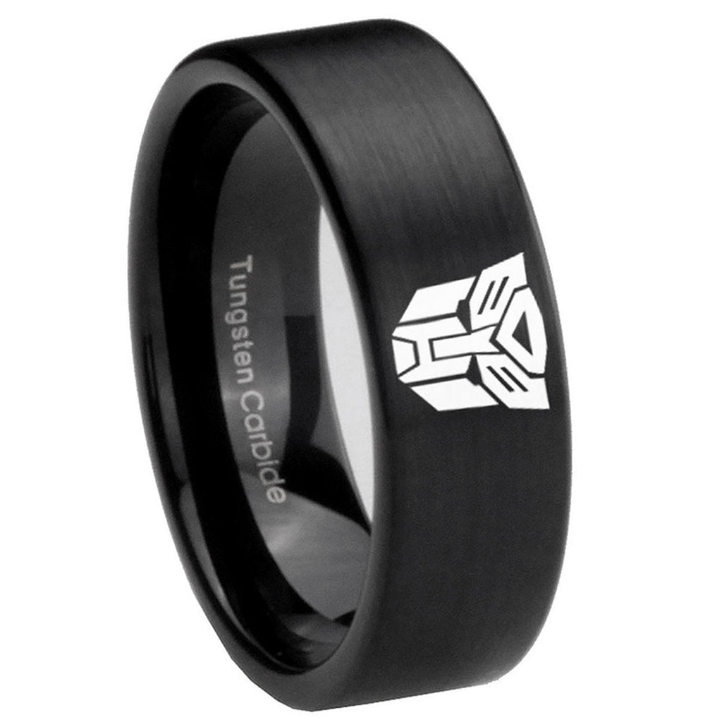 8mm Transformers Autobot Pipe Cut Brush Black Tungsten Ring