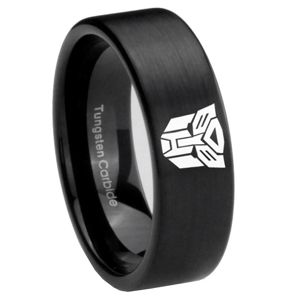 8mm Transformers Autobot Pipe Cut Brush Black Tungsten Ring