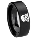 8mm Transformers Autobot Pipe Cut Brush Black Tungsten Wedding Band Ring