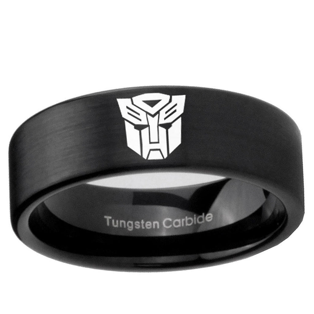 6mm Transformers Autobot Pipe Cut Brush Black Tungsten Ring