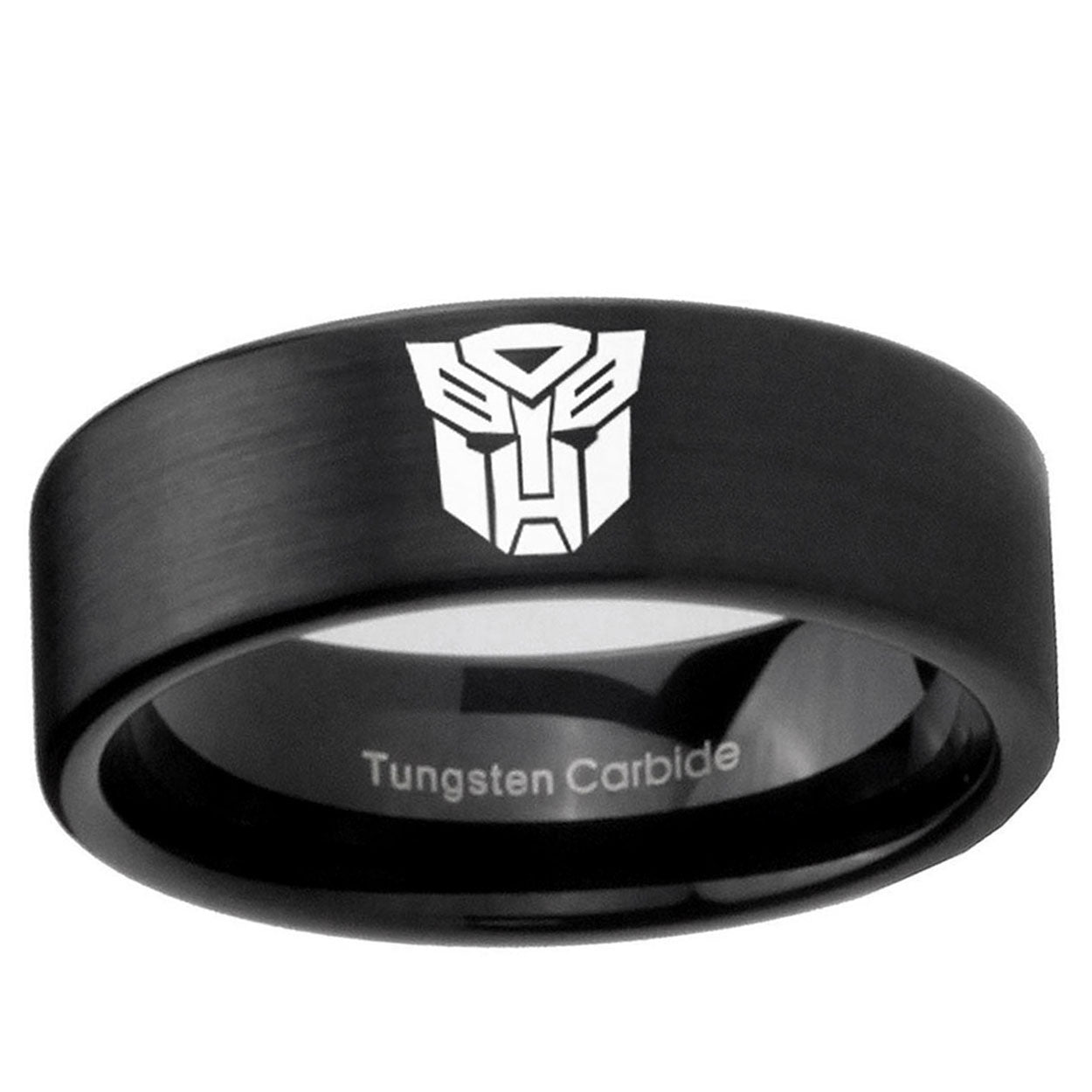 6mm Transformers Autobot Pipe Cut Brush Black Tungsten Ring
