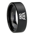 8mm Decepticon Transformers Pipe Cut Black Tungsten Ring Mens