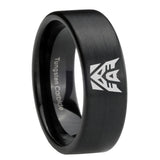 8mm Decepticon Transformers Pipe Cut Brush Black Tungsten Wedding Band Mens
