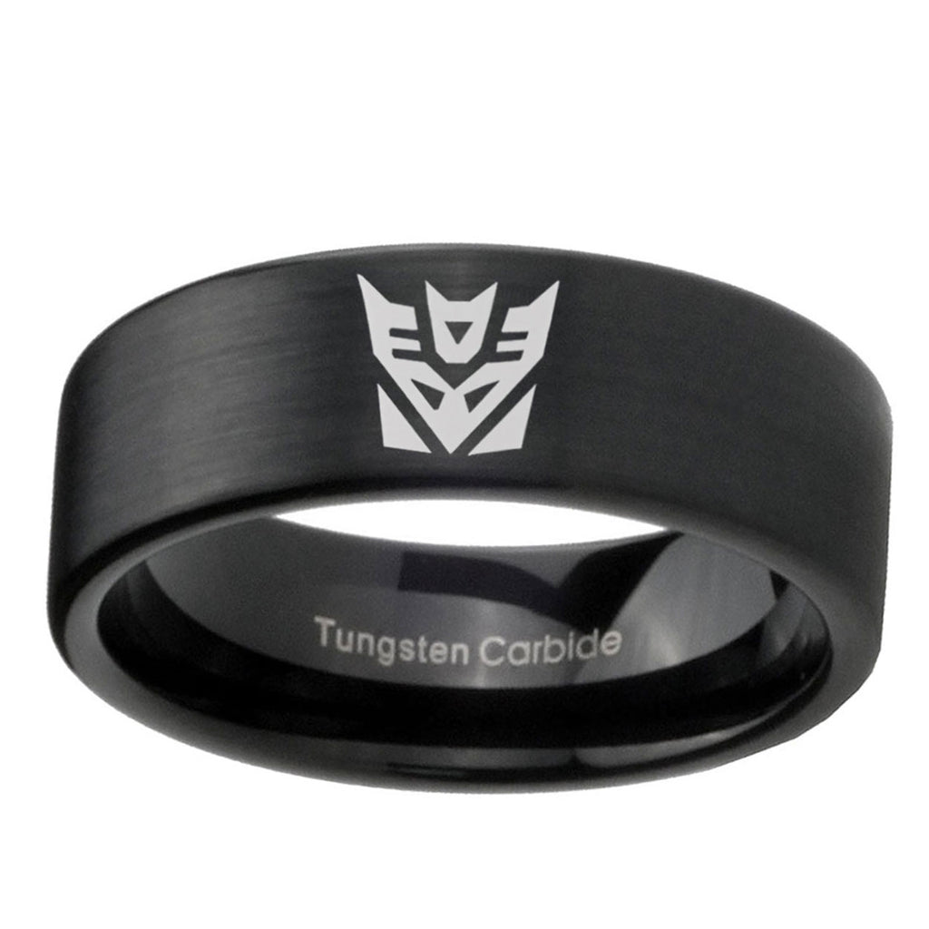 6mm Decepticon Transformers Pipe Cut Black Tungsten Ring Mens