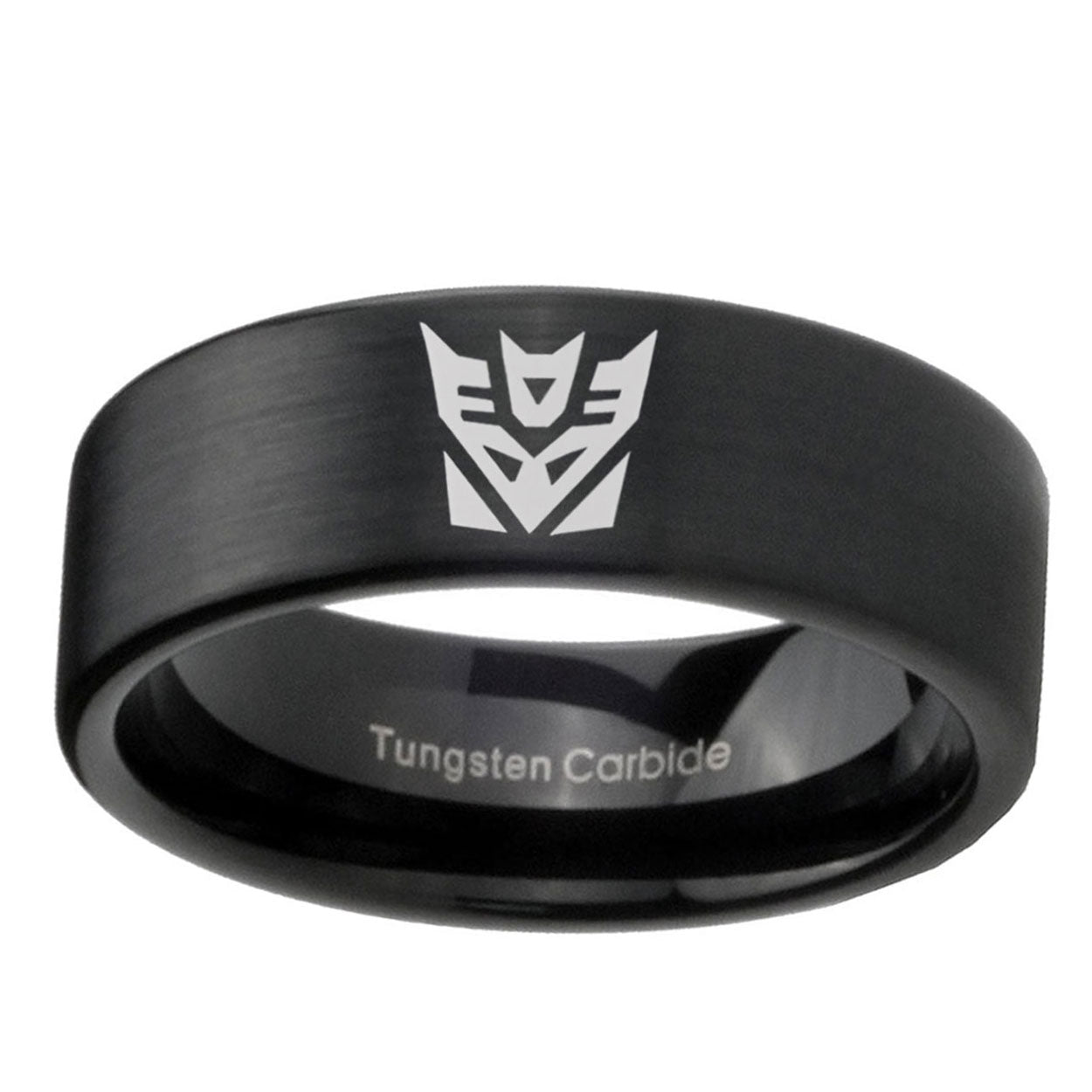 6mm Decepticon Transformers Pipe Cut Black Tungsten Ring Mens