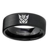 6, 8mm Decepticon Transformers Pipe Cut Brush Black Tungsten Wedding Band Mens