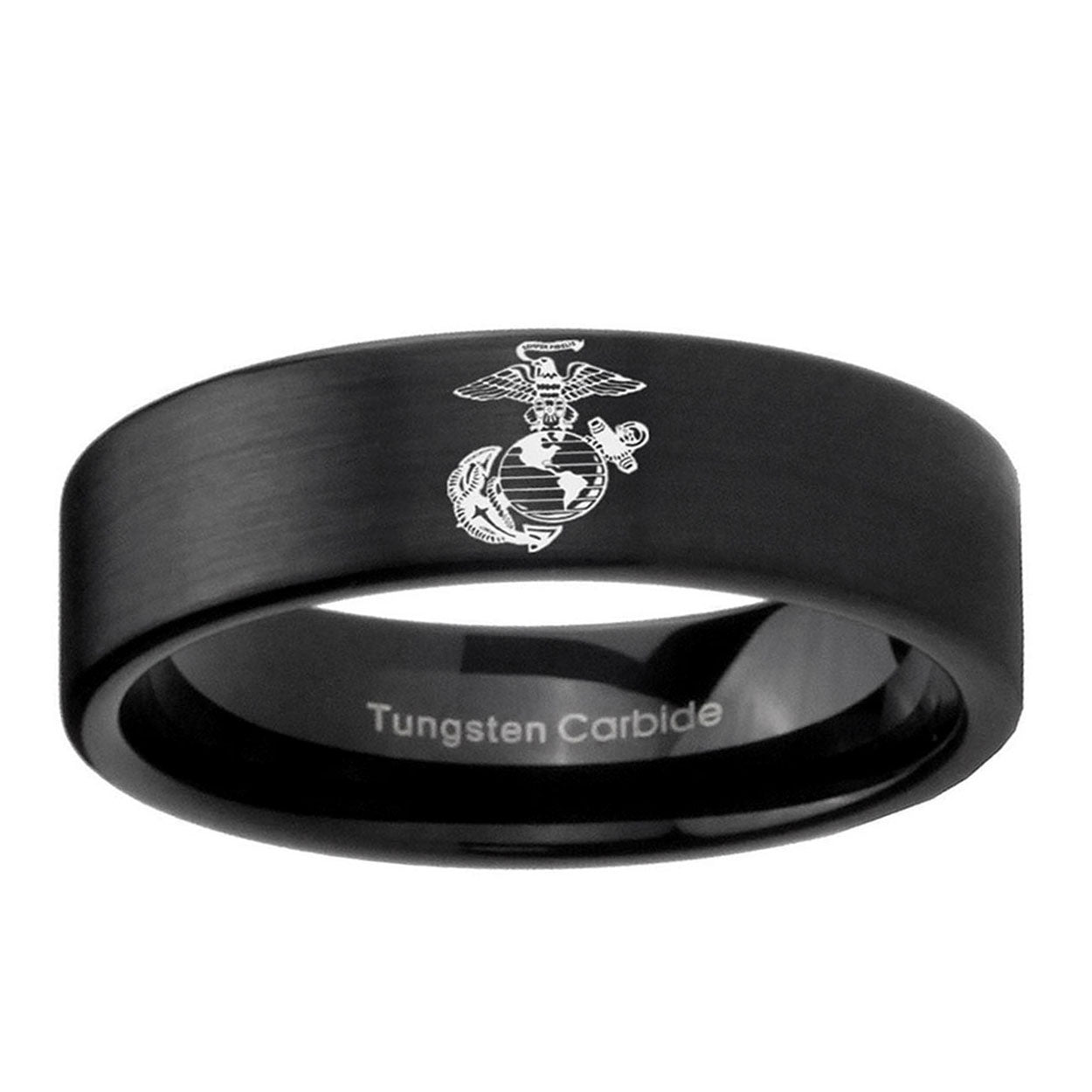 6mm Marine Pipe Cut Brush Black Tungsten Men's Bands Ring