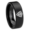 8mm CTR Pipe Cut Brush Black Tungsten Mens Engagement Band