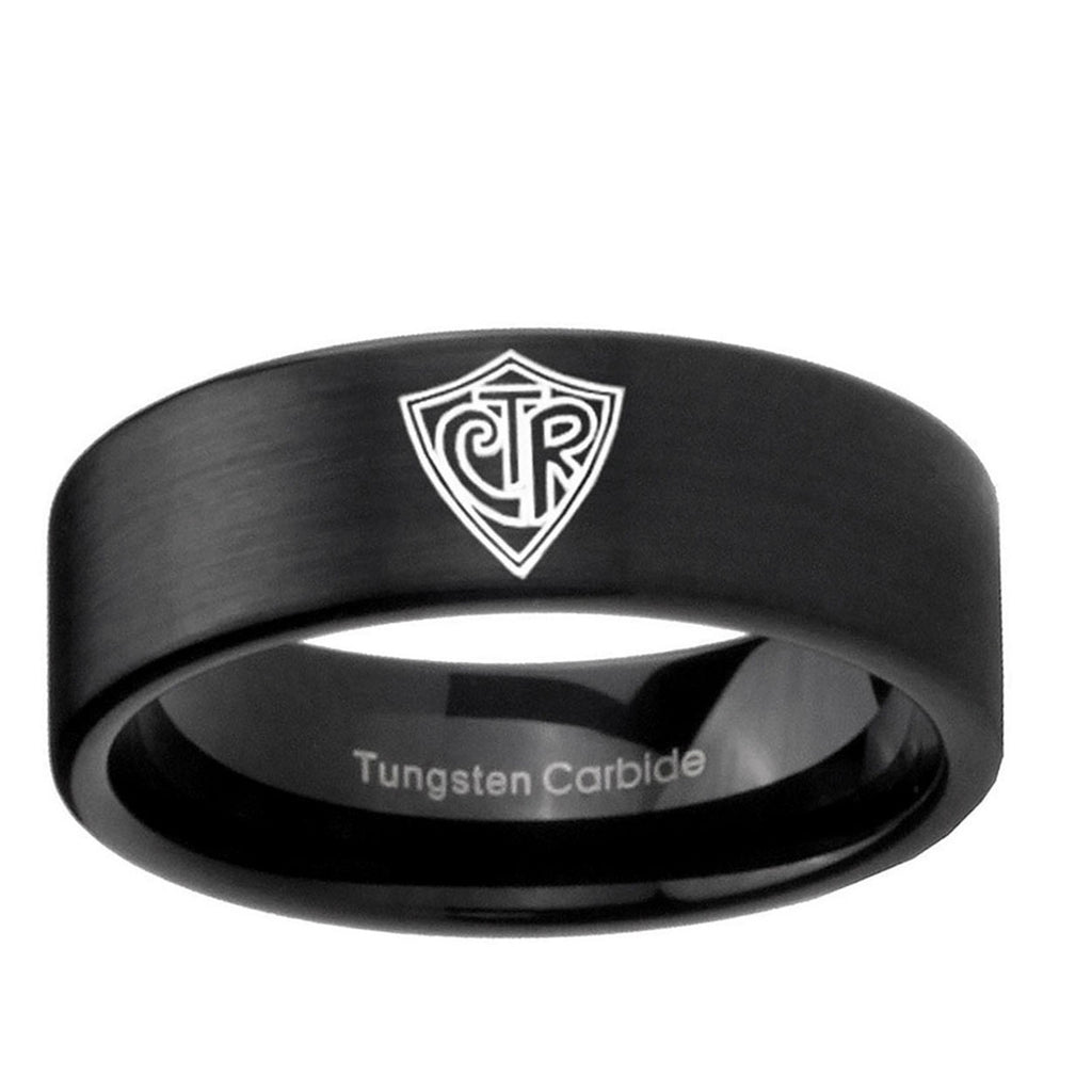 6mm CTR Pipe Cut Brush Black Tungsten Mens Engagement Band