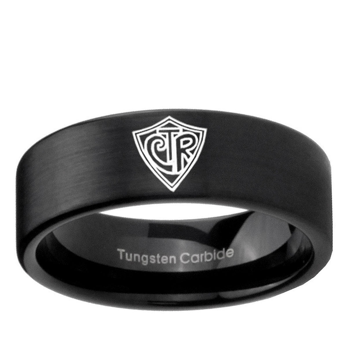 6mm CTR Pipe Cut Brush Black Tungsten Mens Engagement Band