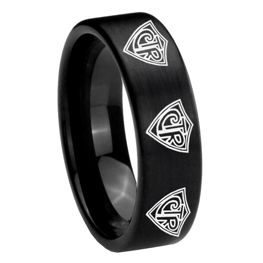 8mm Multiple CTR Pipe Cut Brush Black Tungsten Promised Band