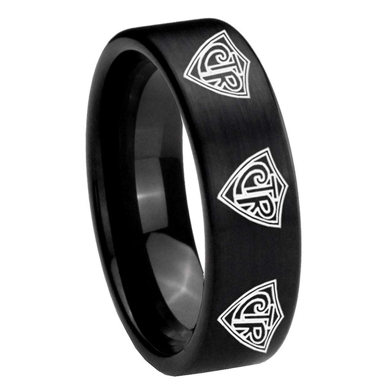8mm Multiple CTR Pipe Cut Brush Black Tungsten Promised Band