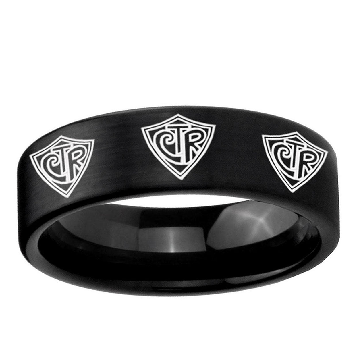 6mm Multiple CTR Pipe Cut Brush Black Tungsten Promised Band