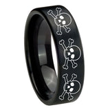 8mm-Multiple-Skull-Pipe-Cut-Brush-Black-Tungsten-Carbide-Mens-Ring-Engraved