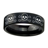 8mm-Multiple-Skull-Pipe-Cut-Brush-Black-Tungsten-Carbide-Mens-Ring-Engraved