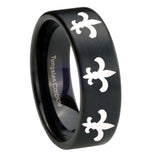 8mm-Multiple-Fleur-De-Lis-Pipe-Cut-Brush-Black-Tungsten-Men's-Promise-Rings