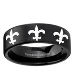 6, 8mm Multiple Fleur-De-Lis Pipe Cut Brush Black Tungsten Men's Promise Rings