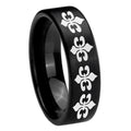 8mm Multiple Fleur-De-Lis Pipe Cut Brush Black Tungsten Ring