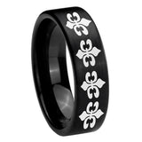 8mm Multiple Fleur Delis Pipe Cut Brush Black Tungsten Custom Ring for Men