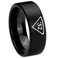 8mm Masonic 32 Triangle Freemason Pipe Cut Black Tungsten Ring